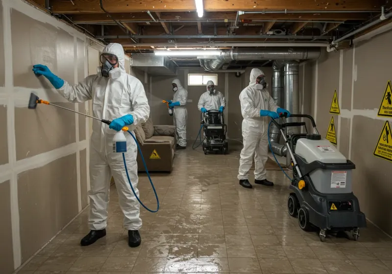 Basement Moisture Removal and Structural Drying process in Fulshear, TX